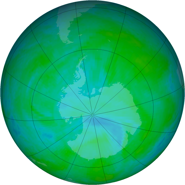 Antarctic ozone map for 28 December 2001